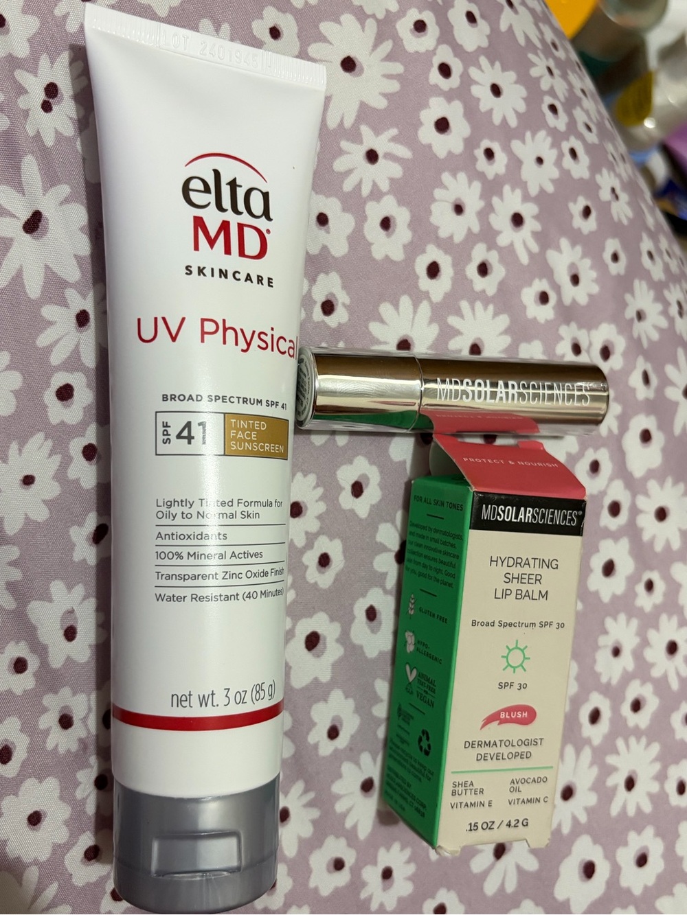Elta MD tinted face sunscreen & Hydrating Lip Balm